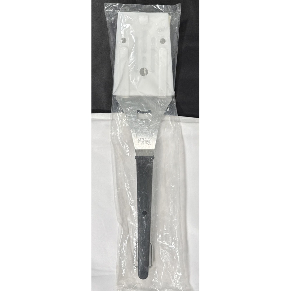Pampered Chef Barbecue Turner Silver Black 2692 Stainless Steel Tool